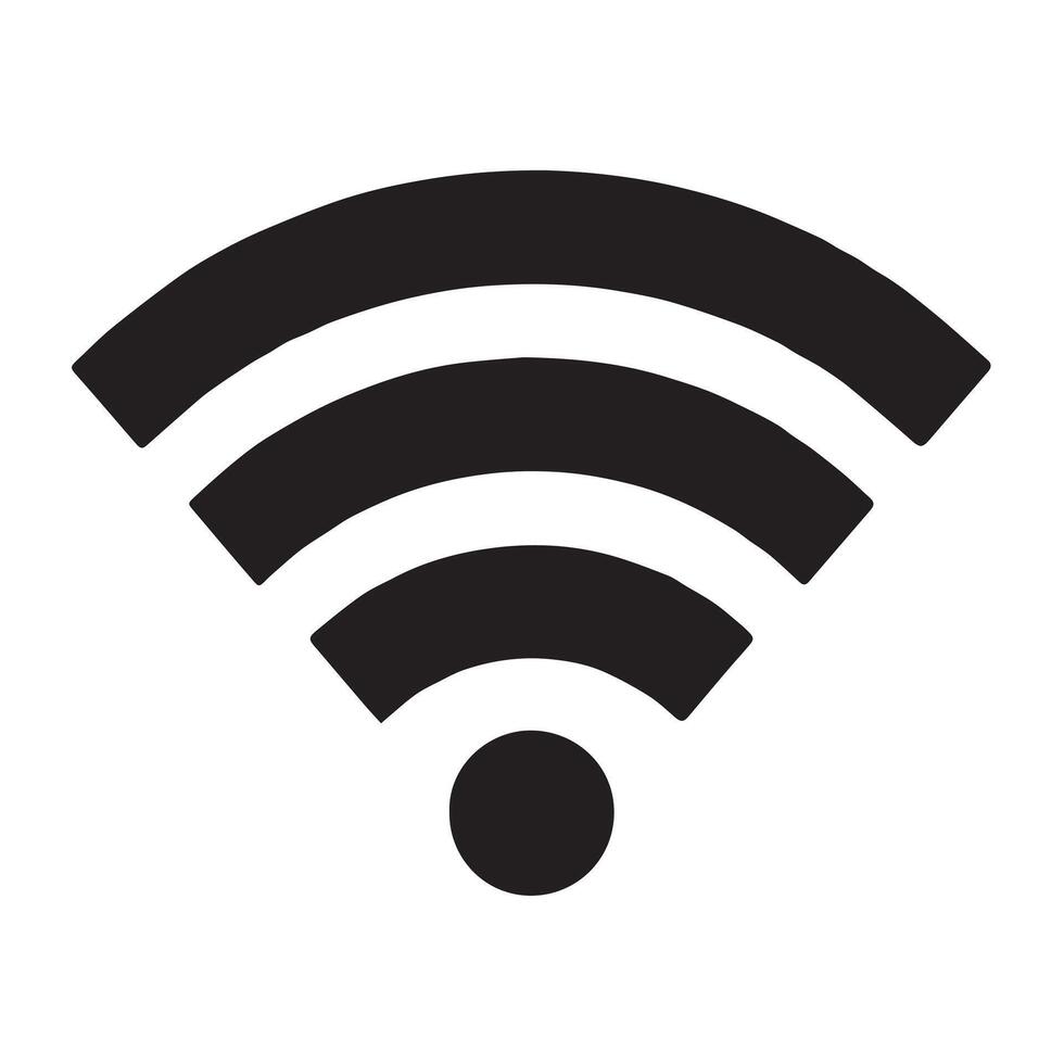 Minimalist black wifi signal icon three curved lines design web clean symbol vector