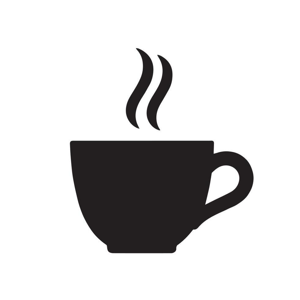 Minimalist black silhouette of a simple coffee cup with handle mug tea art icon drink shape clean vector
