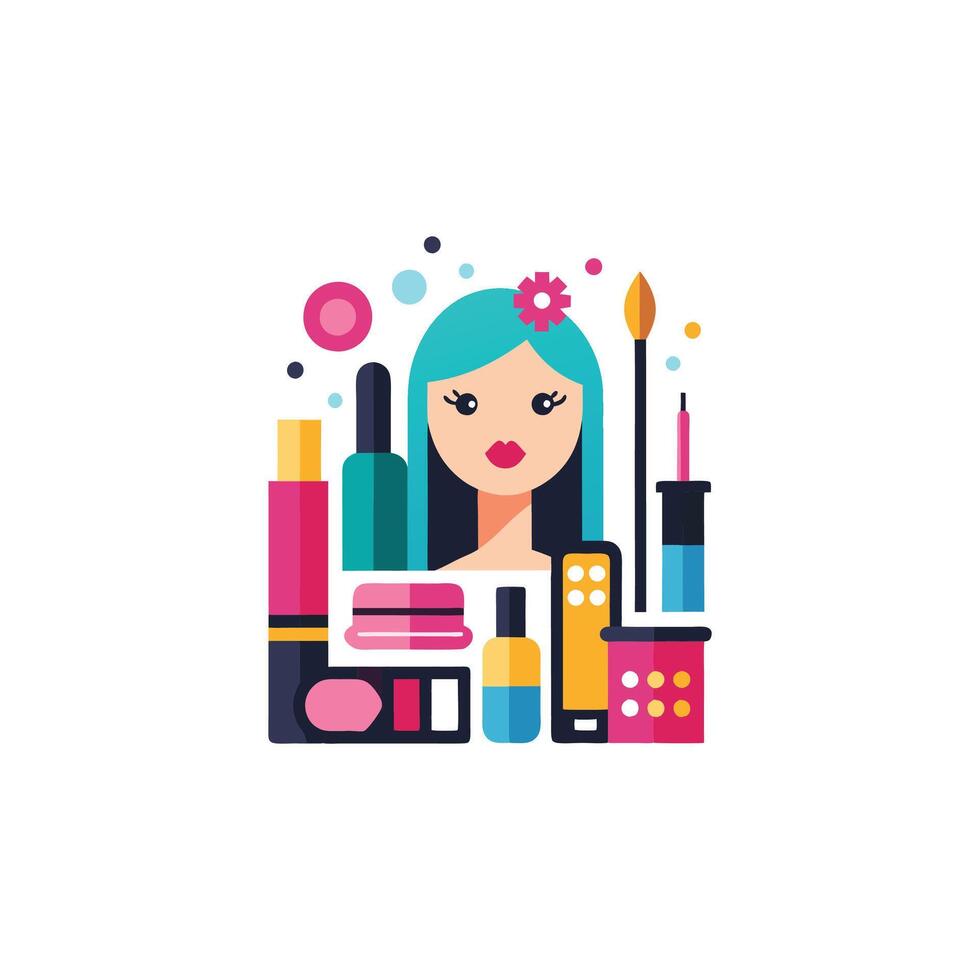 Beauty Essentials Minimalist Makeup Icon Design vector