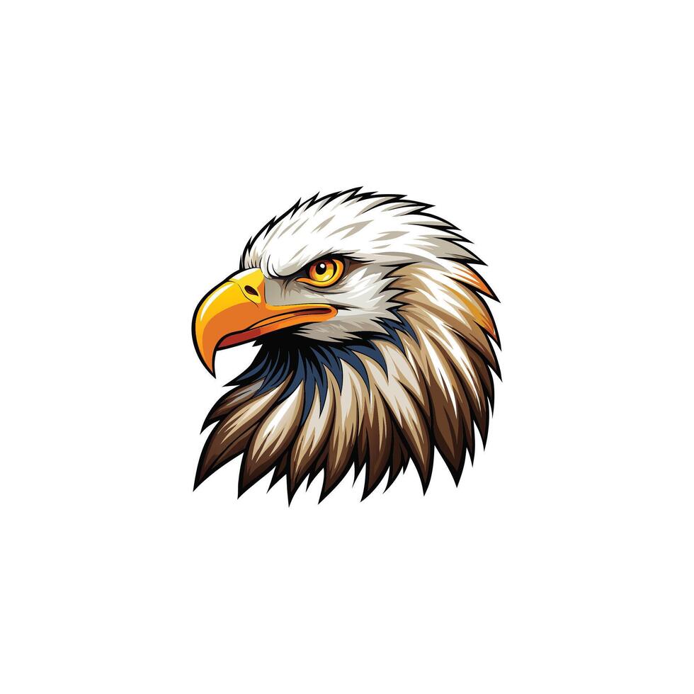 Majestic Gaze Bald Eagle Head Illustration Design on White Background vector