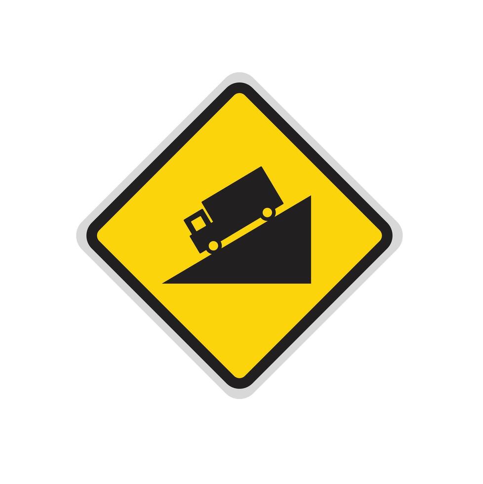 Steep downhill road sign symbol on white background vector
