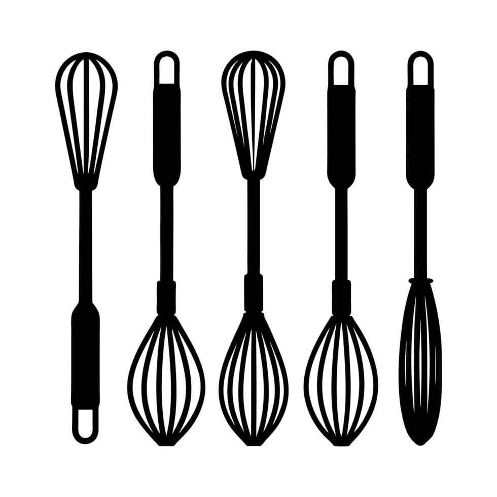 whisk bundle set silhouette vector