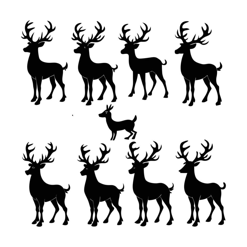 Black reindeer silhouettes vector