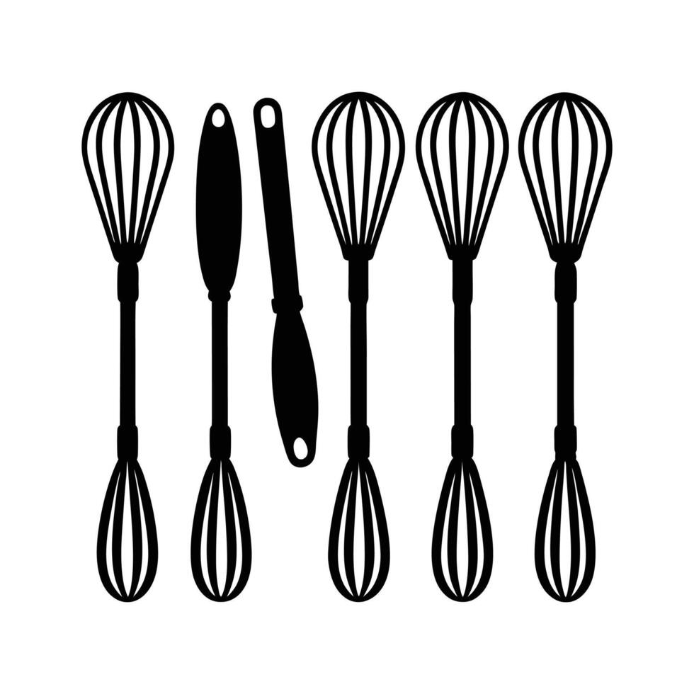 whisk bundle set silhouette design vector