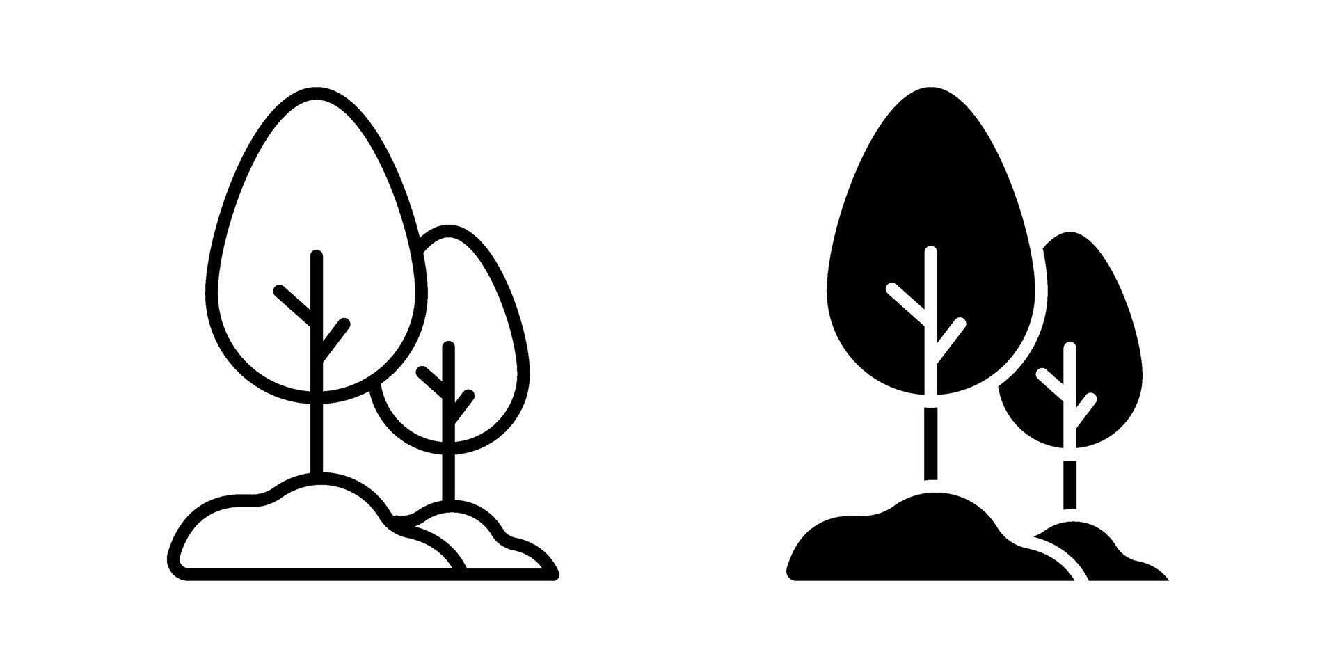 Two Trees Icon set. Symbol isolated white background. illustration. color editable. vector
