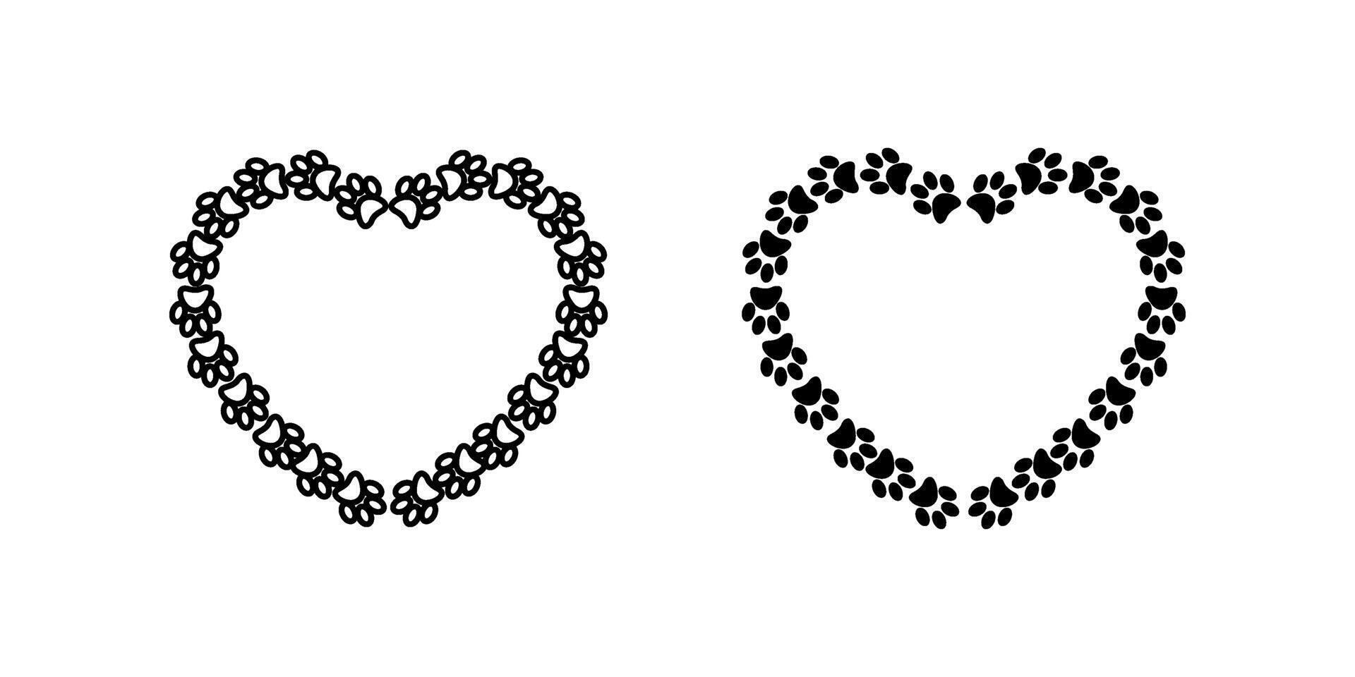 paw prints silhouette Icon set. Symbol isolated white background. illustration. color editable. vector