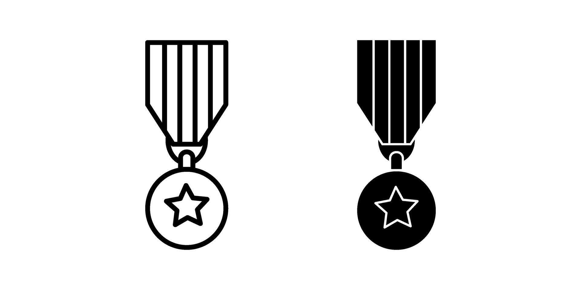 Military medal Icon set . Symbol isolated white background. illustration. color editable. vector