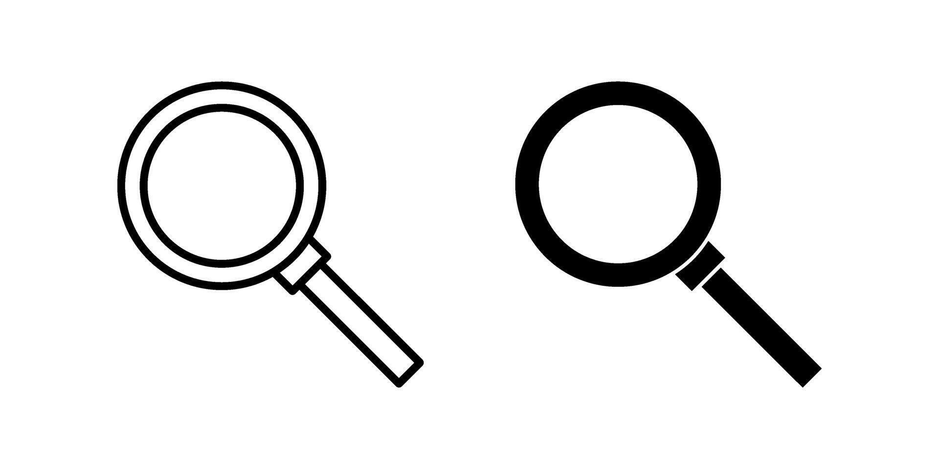 magnifying glass Icon set. Symbol isolated white background. illustration. color editable. vector
