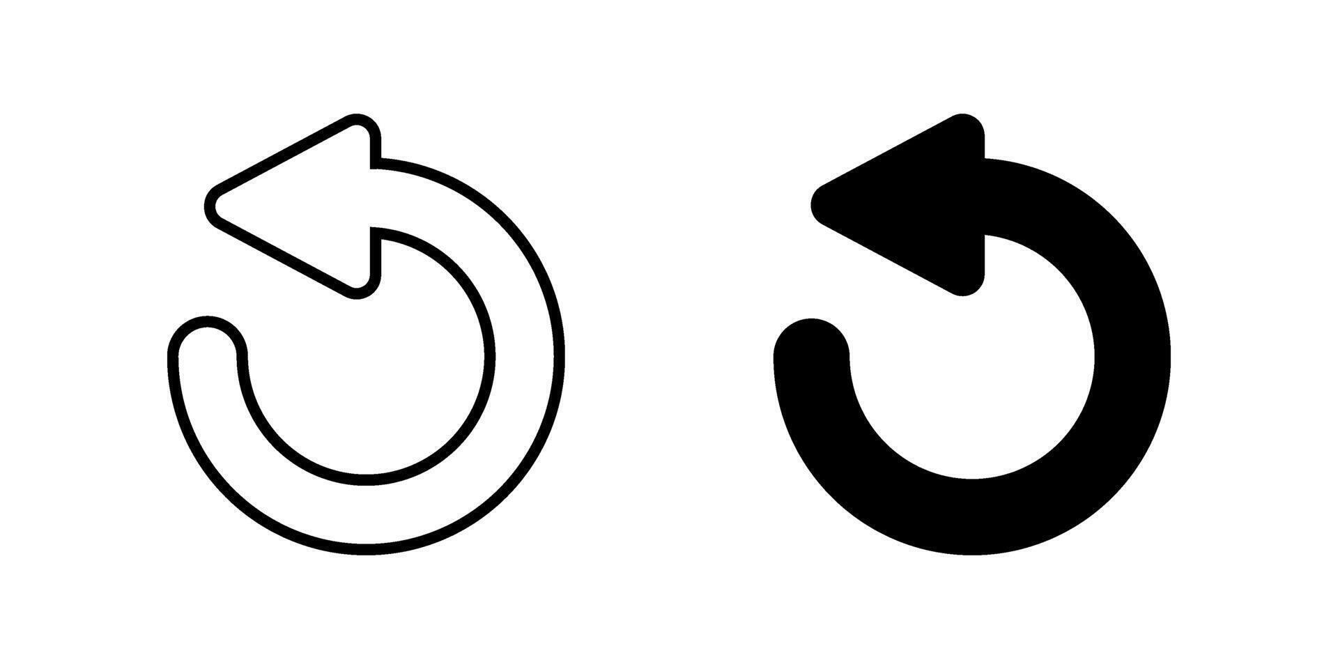 Undo icon set. Symbol isolated white background. illustration. color editable. vector