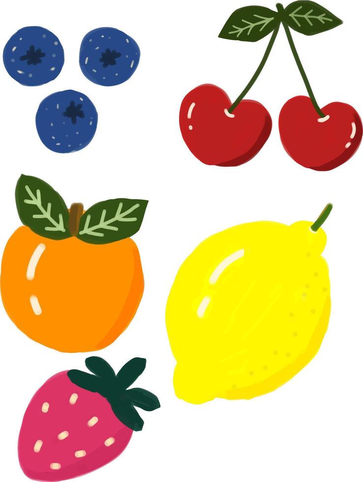 a set of fruit and berries on a white background vector