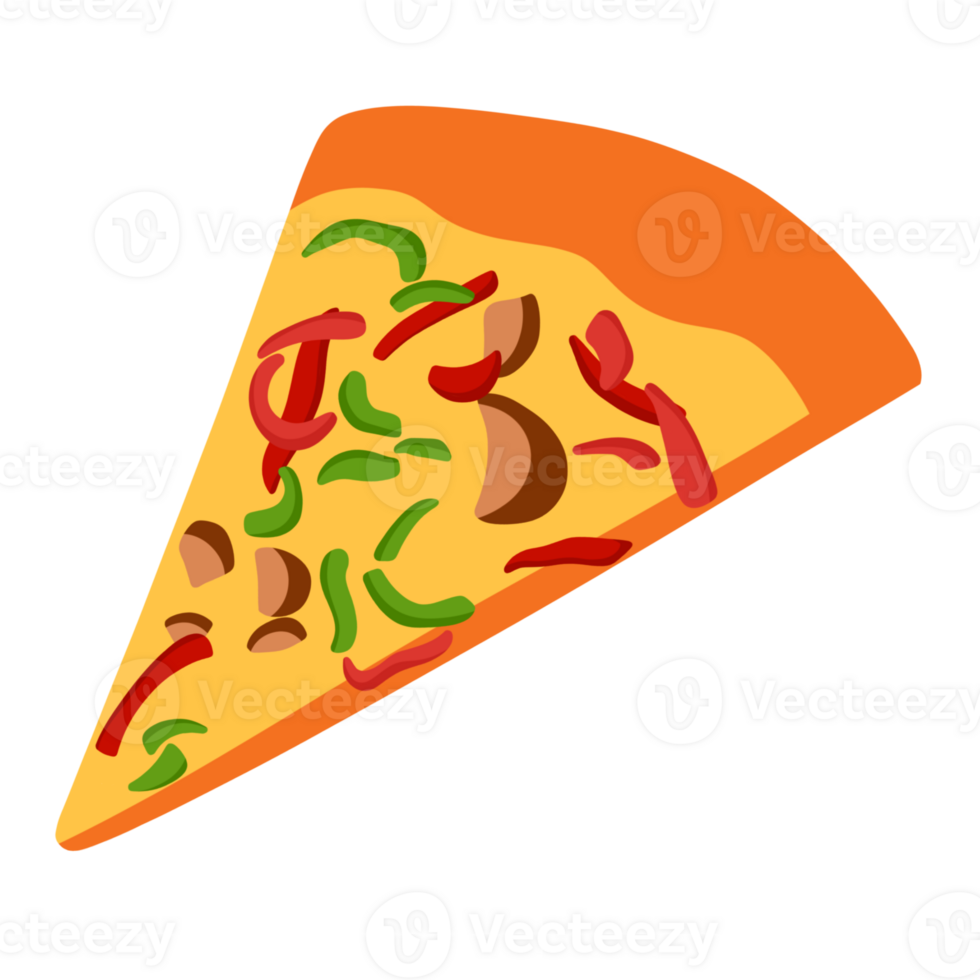 Pizza Slice with Vegetables and Mushrooms Illustration png