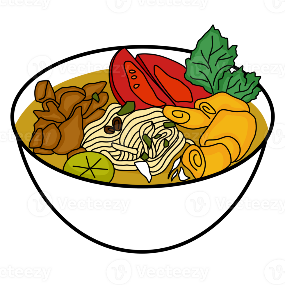 Soto Mie Bogor Indonesian Food in Flat Design png