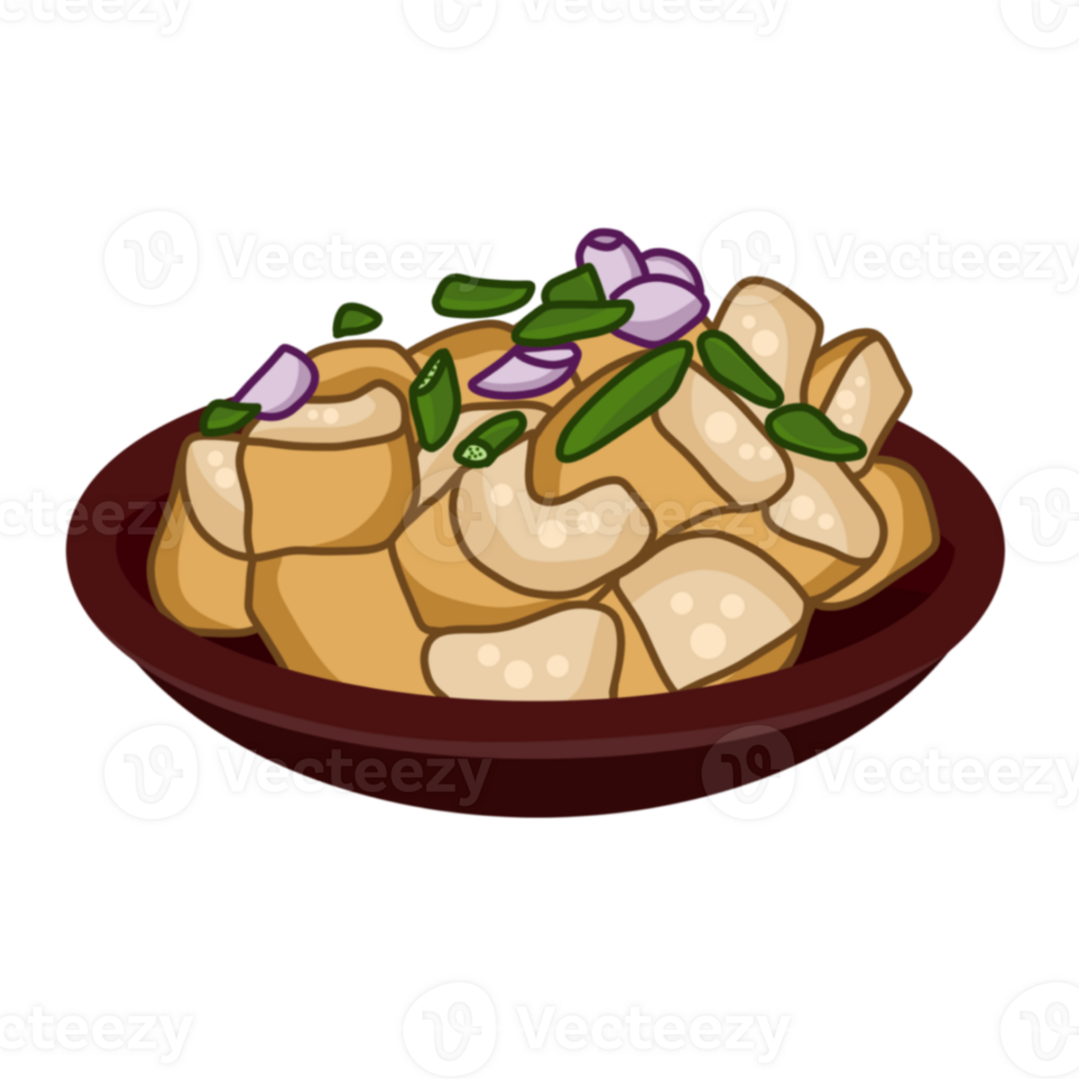 Indonesian Tahu Gejrot Traditional Street Food Illustration png
