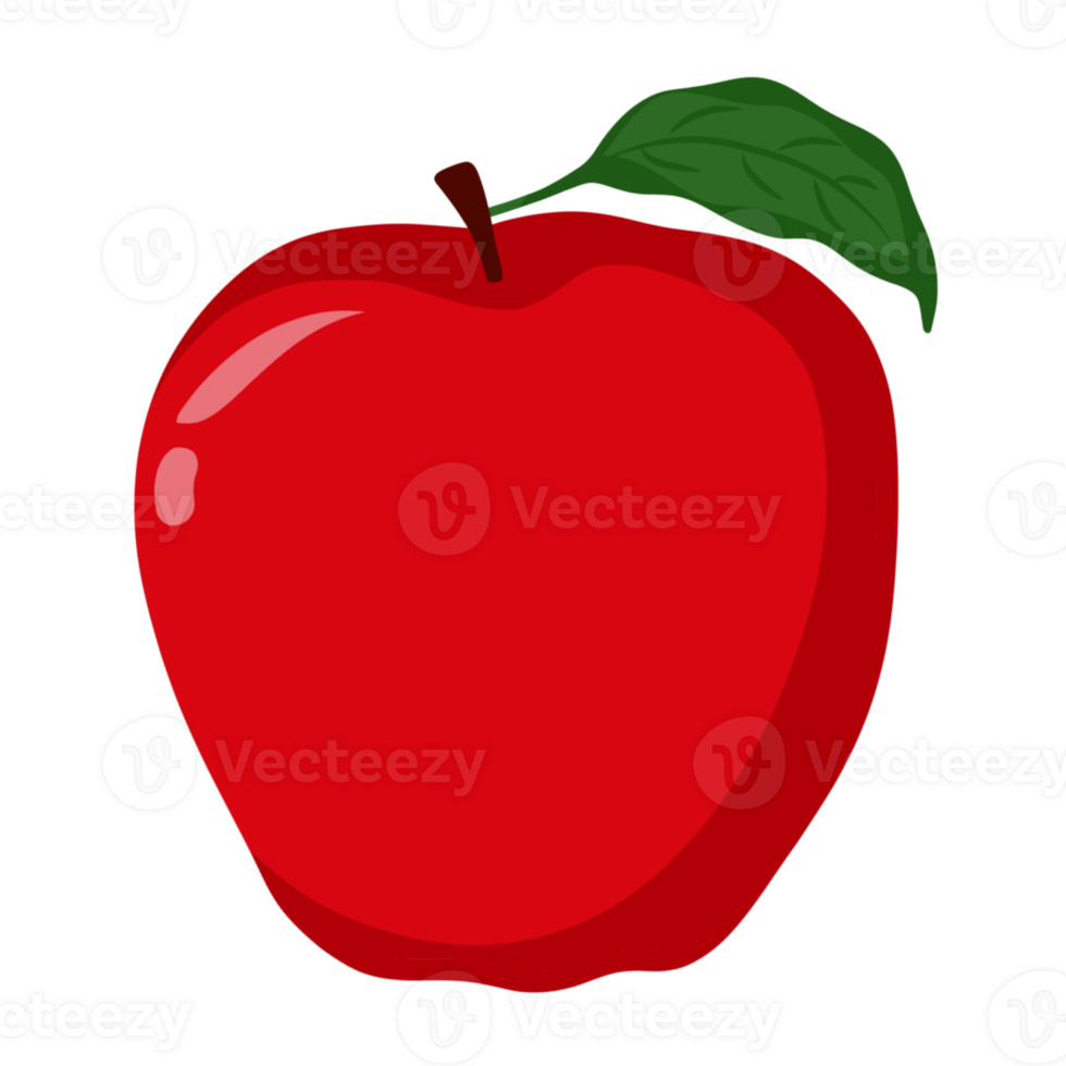 Fresh Red Apple Illustration. Simple and Realistic fruit design. png