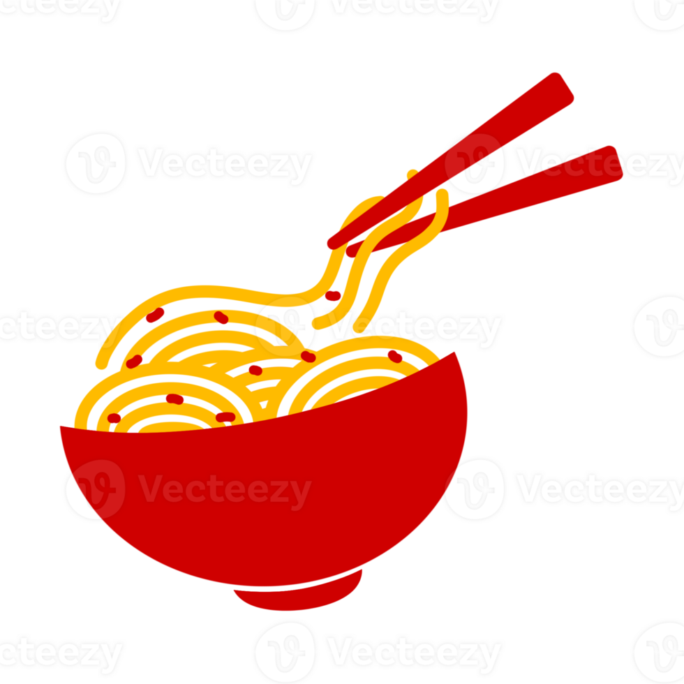 Spicy Noodles Illustration with Chopsticks png