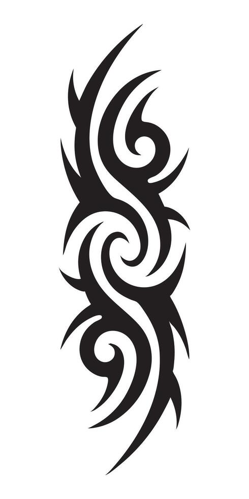 Abstract Tribal Tattoo Art with Flowing and Curved Black Ink Patterns vector