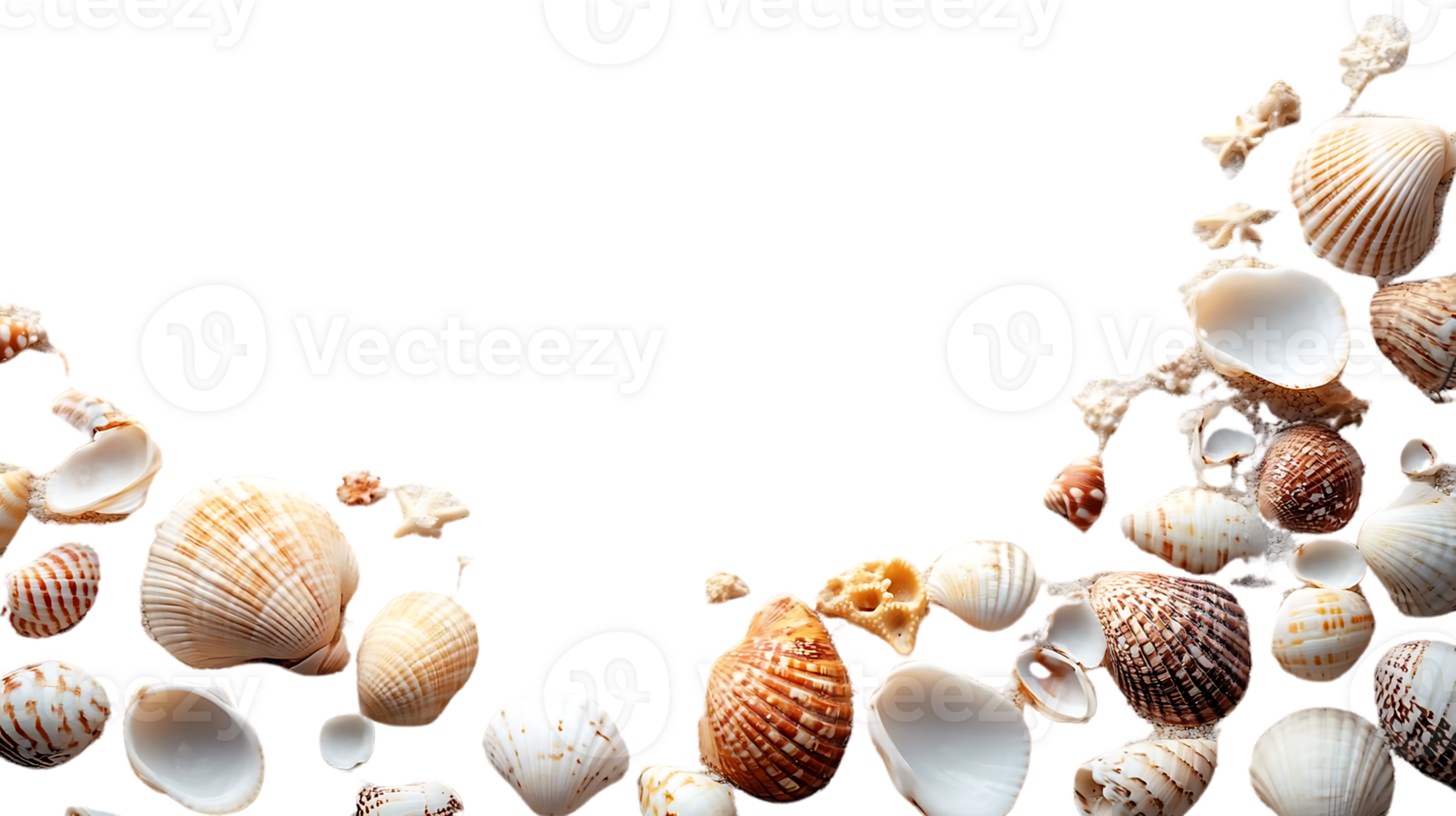 Seashells on Black, Nature's Design, Ocean's Treasures, Transparent Background png