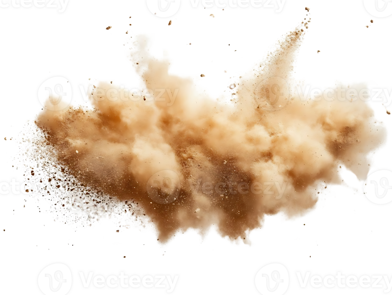 Exploding Dust Cloud, Brown Particles on Transparent Background png