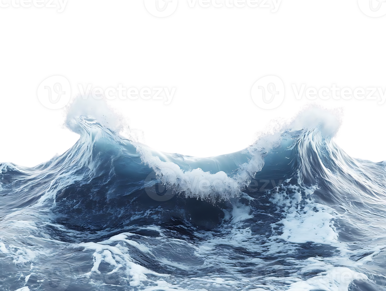 Ocean Waves Crashing, Forming White Foam, Transparent Background Image png
