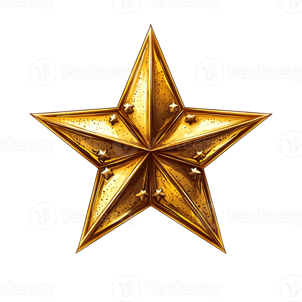Golden Star Design, Graphic Resource with Transparent Background for Projects png
