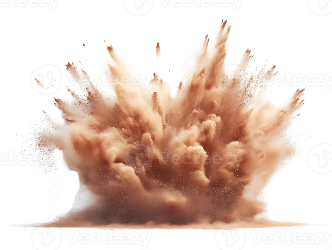 Dust Explosion, Brown Powder Bursts Upwards, Creating a Stunning Transparent Background Effect png