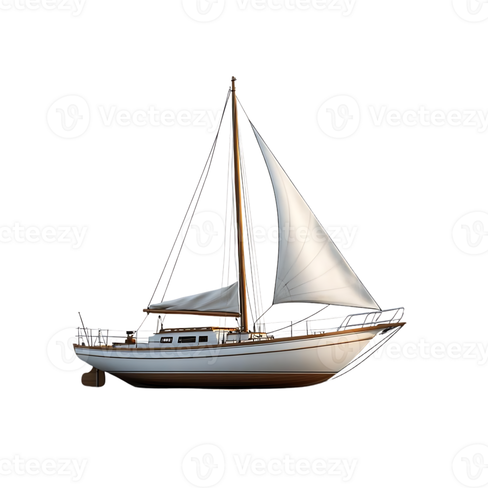 Sailing Yacht with Transparent Background, A Detailed 3D Model png