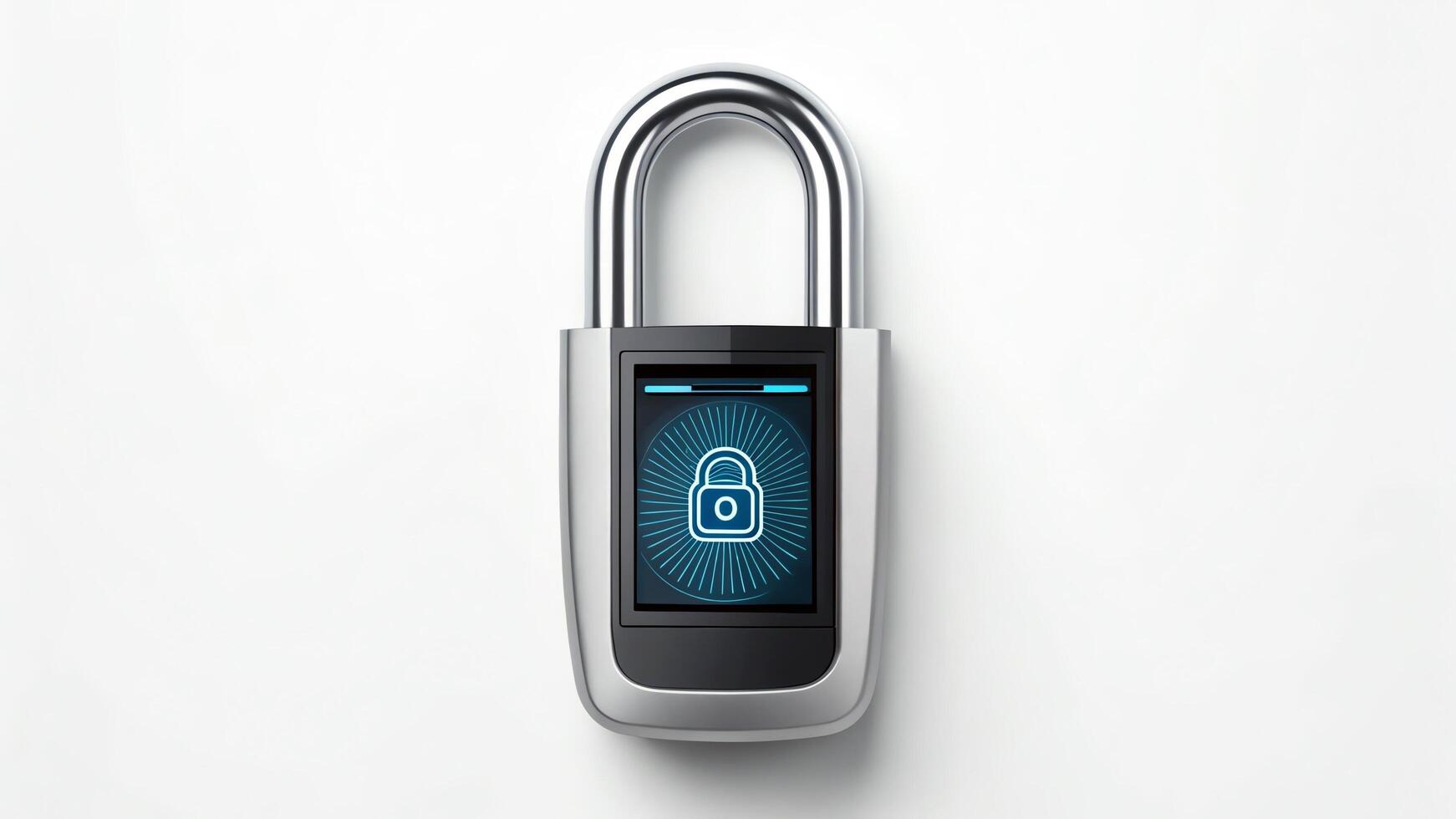Modern digital padlock with biometric security for enhanced protection. photo