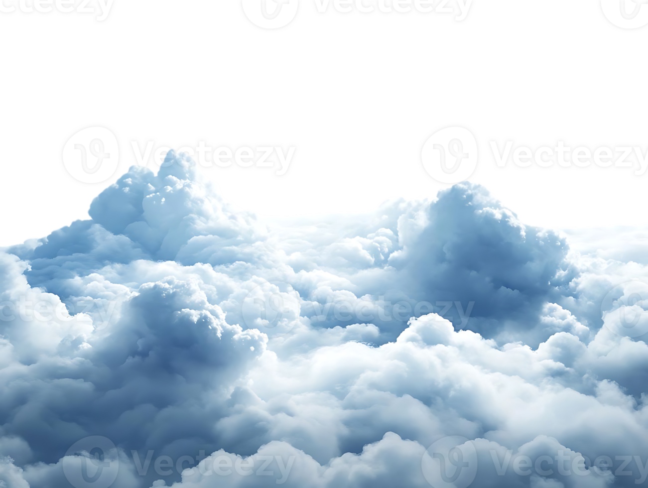 Cloudscape, Fluffy White Clouds Float serenely above, Transparent Background. png