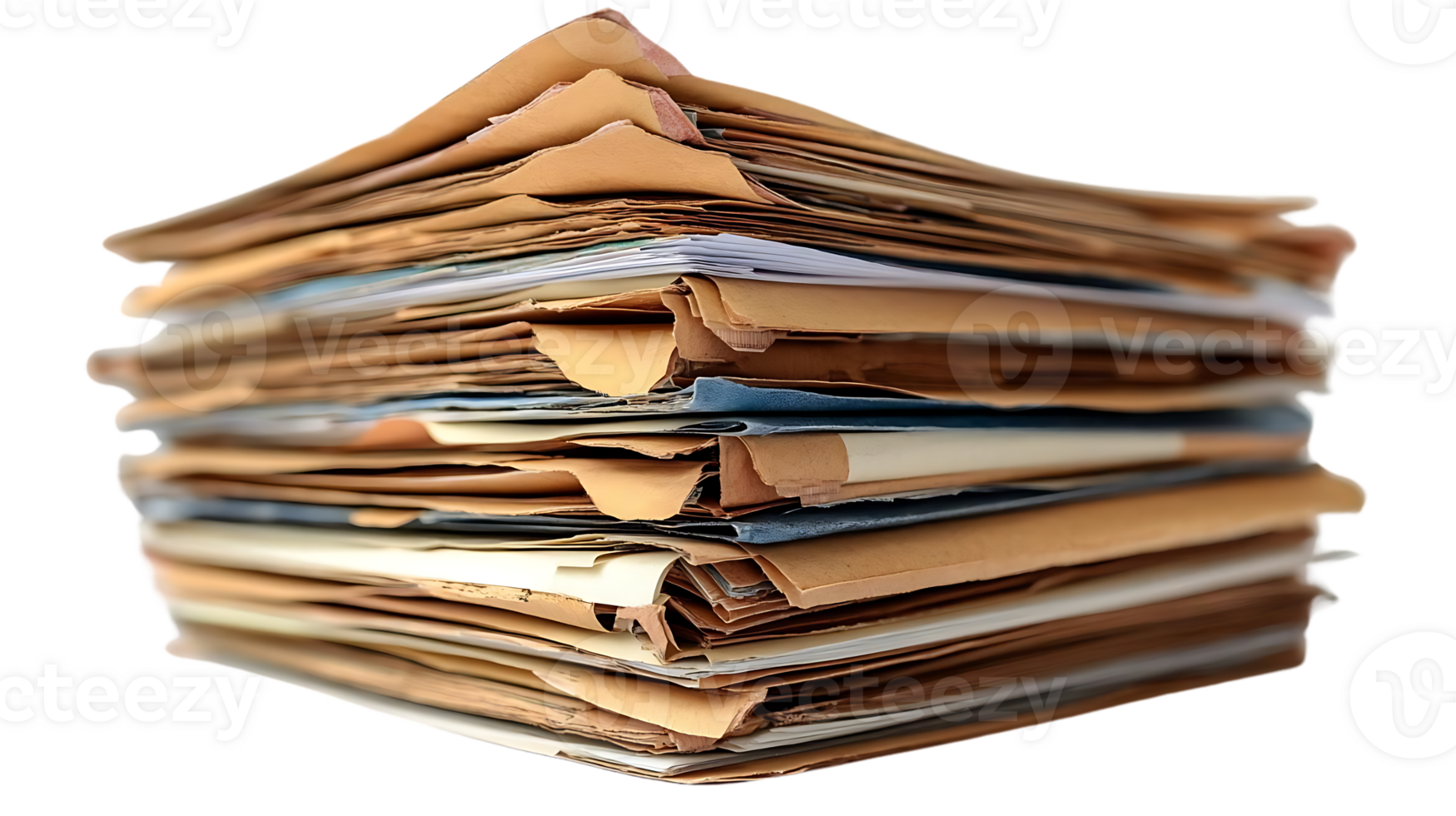 Stack of Old Papers with Transparent Background png