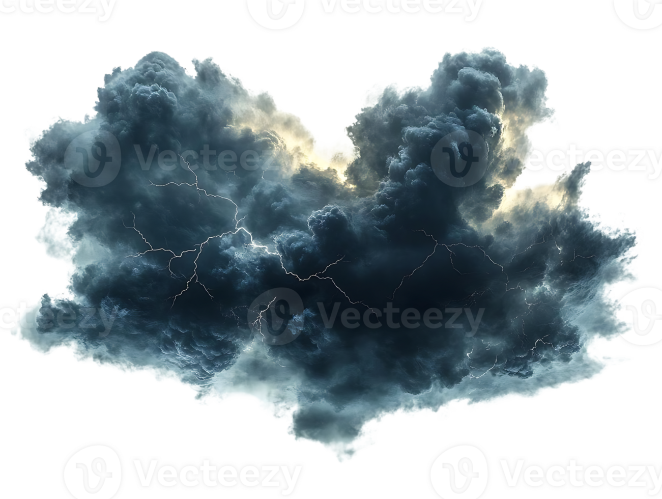 Storm Clouds with Lightning, Dramatic Transparent Background png