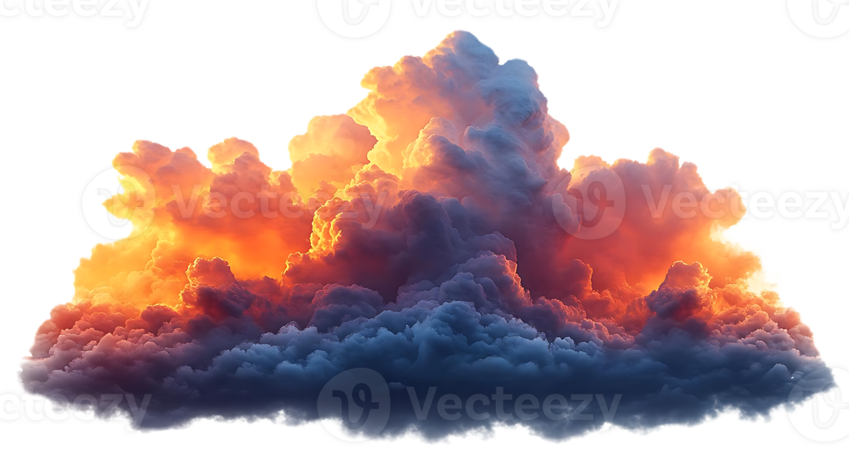 Fiery Cloudscape, Dramatic Sunset Clouds with Transparent Background png