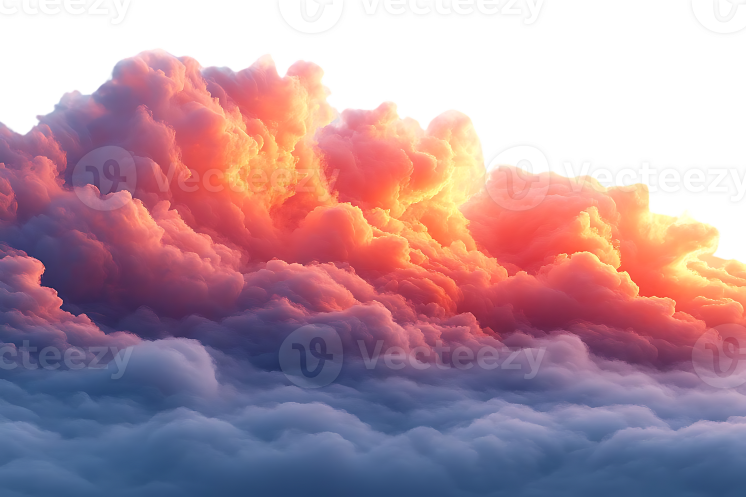 Cloudscape, Vivid Hues, Transparent Background, Ideal for Design Projects png