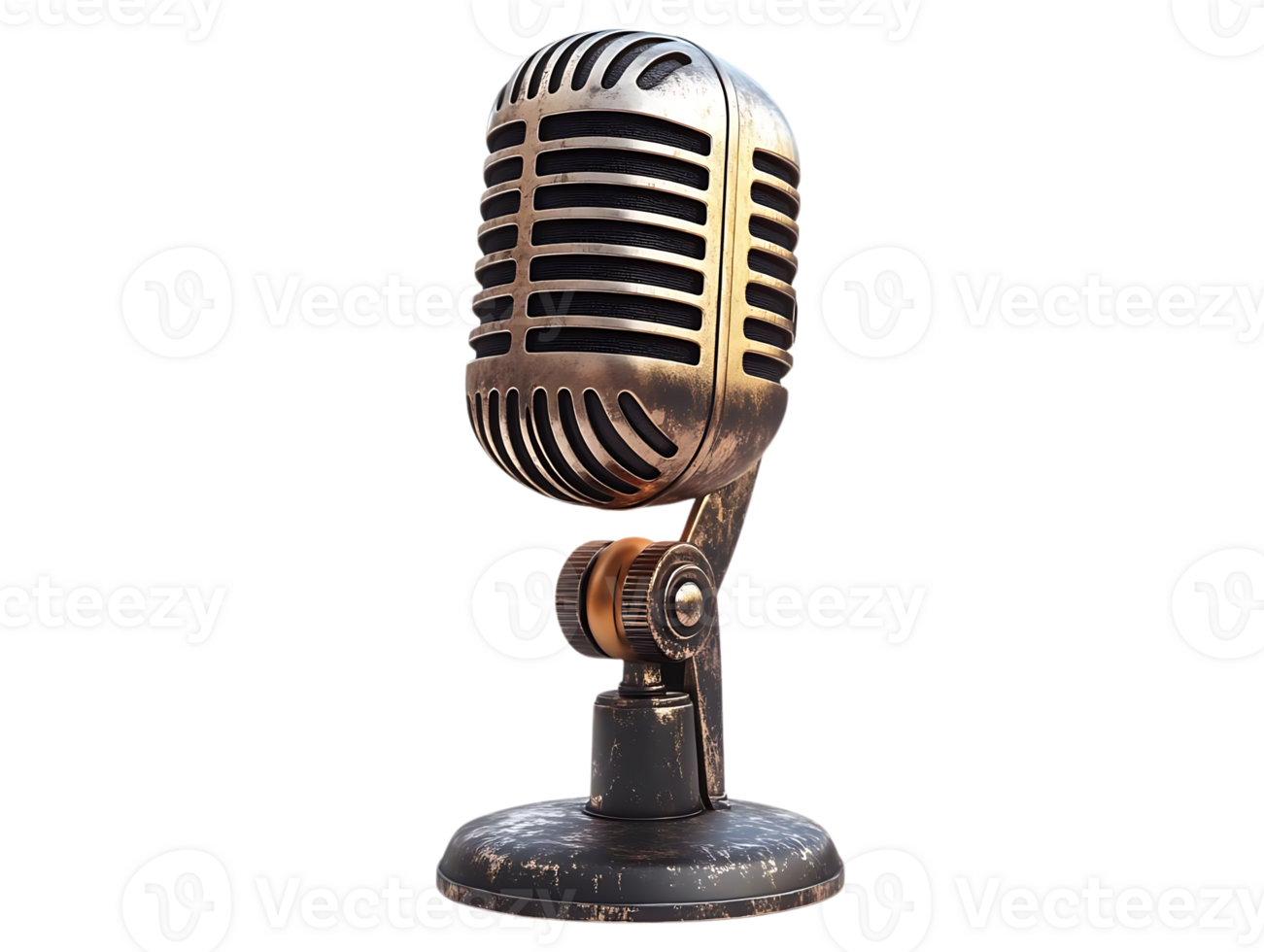 Vintage Microphone, Recording Audio with a Retro Style Mic on Transparent Background png