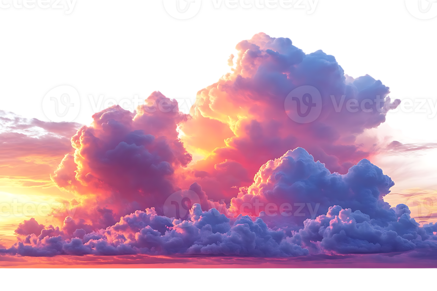 Sunset Cloudscape, Vivid Hues, Transparent Background png