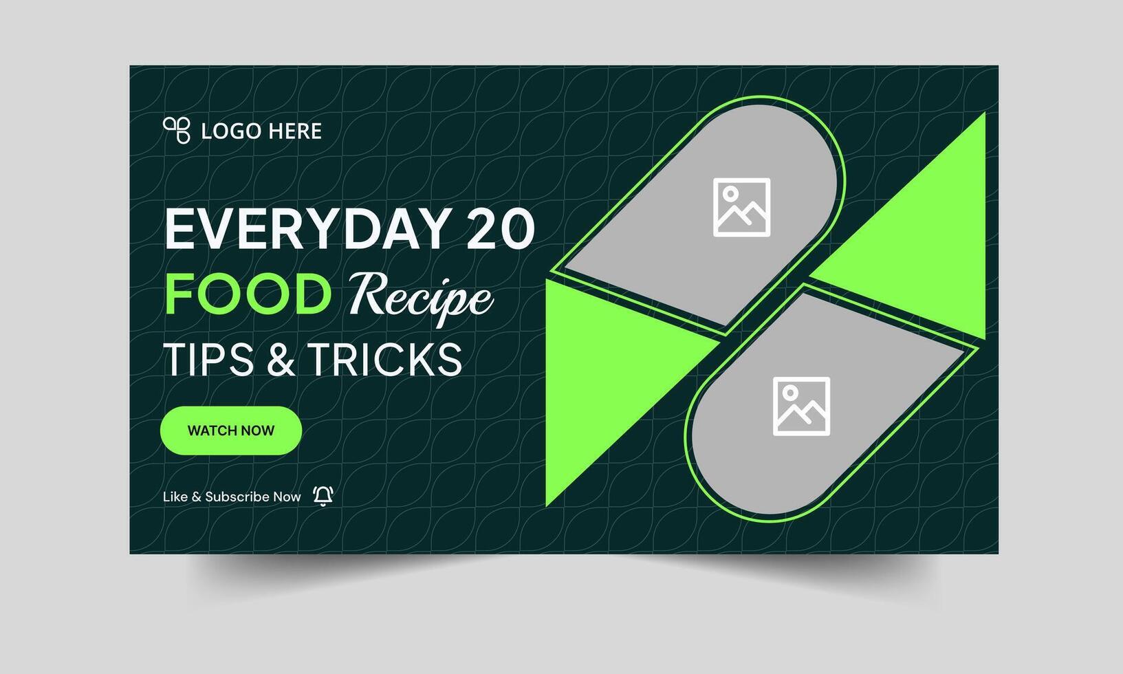 Recipe tips and tricks customizable youtube thumbnail banner template design, eps 10 file format vector