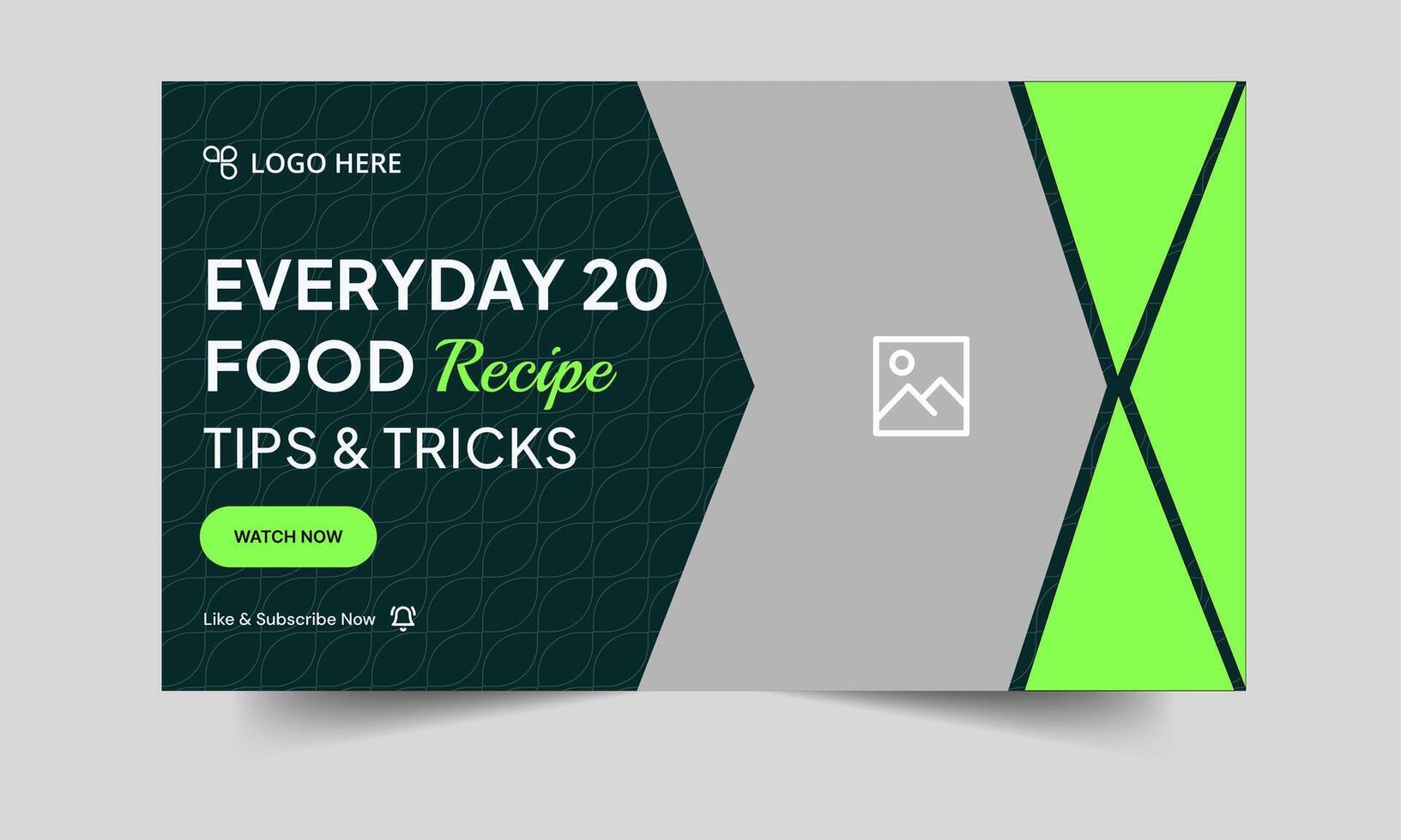 Trendy illustration food recipe tips youtube thumbnail banner template design, eps10 file format vector