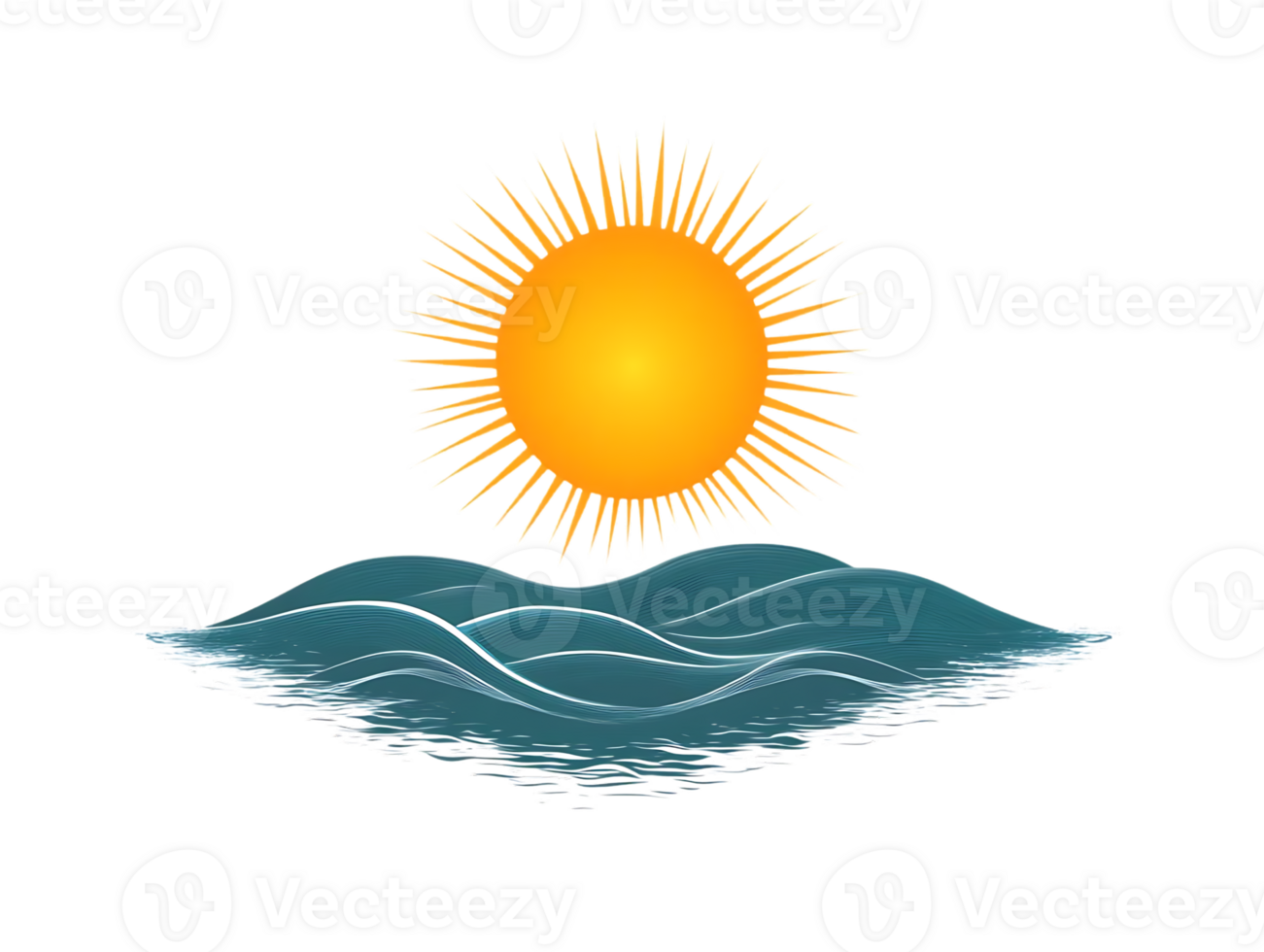 Sun shines bright over ocean waves, a transparent background graphic resource. png