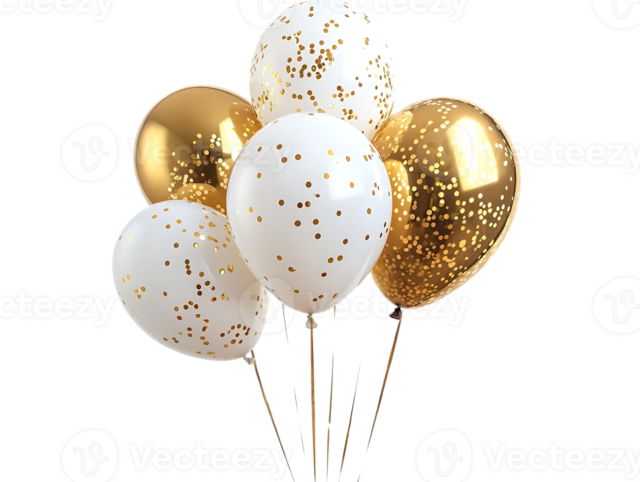 Gold and white confetti balloons png