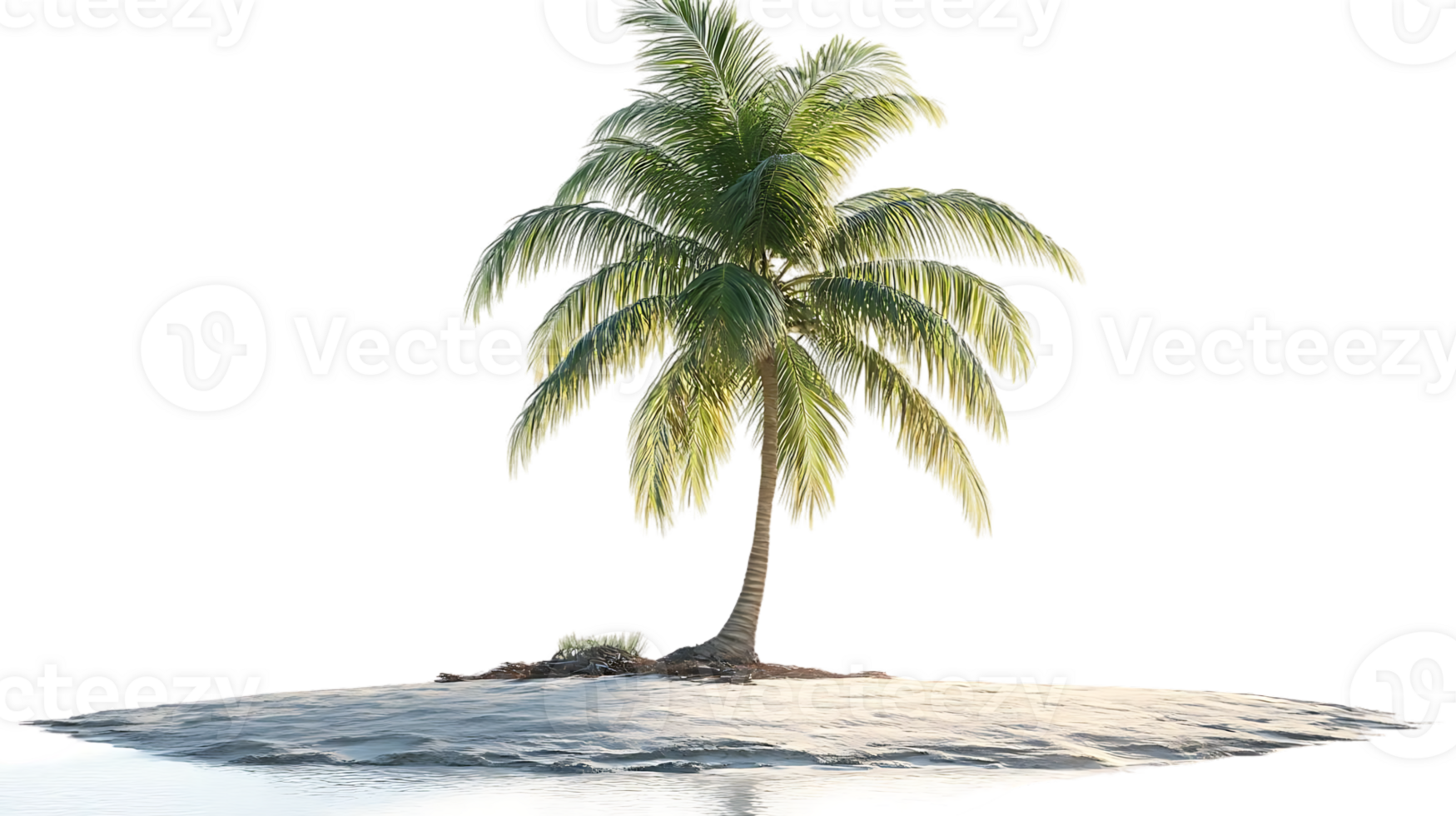 Palm Tree on Island with Transparent Background, Ideal for Design Projects png