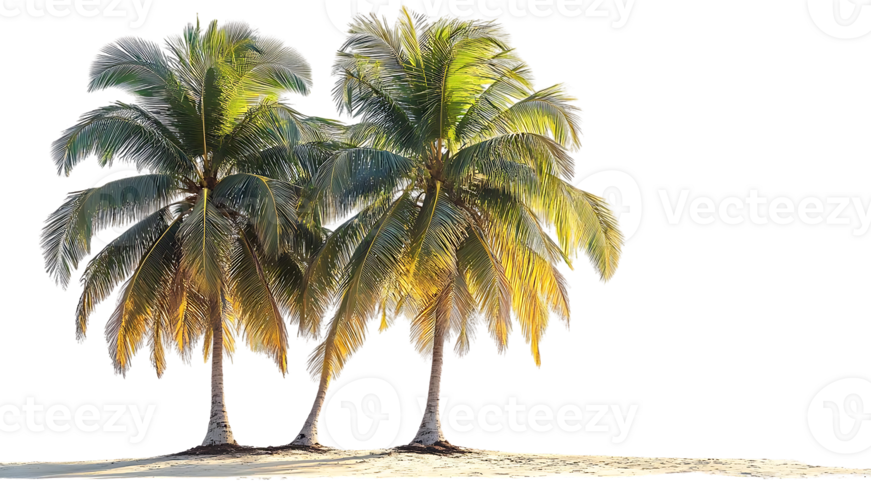 Three Palm Trees on Beach, Transparent Background Image png