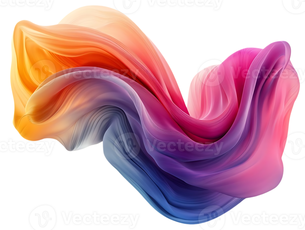 Abstract Colorful Swirls, Flowing Dynamically on Transparent Background png