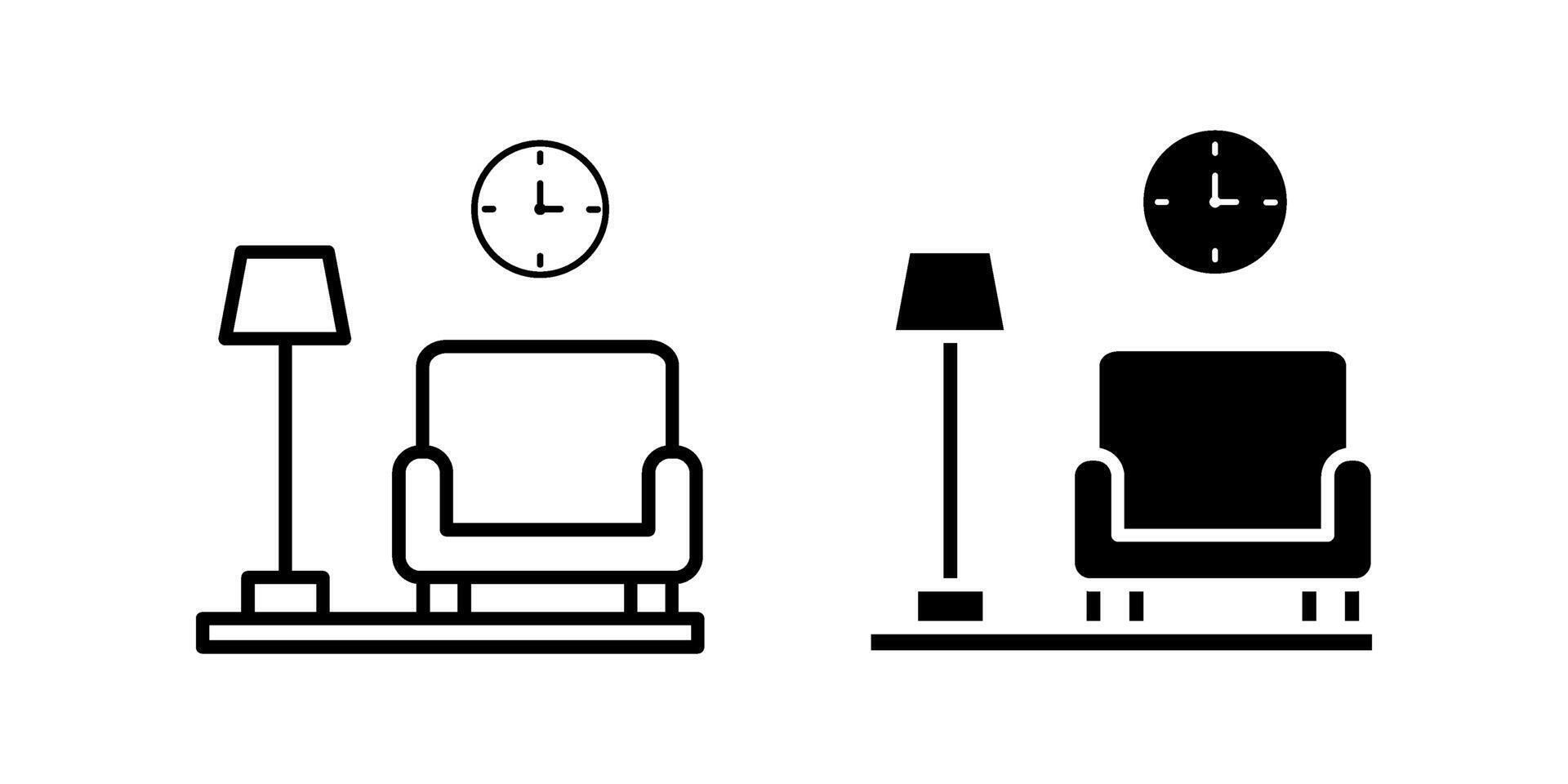 Living Room Icon set, Symbol isolated white background. illustration. color editable. vector