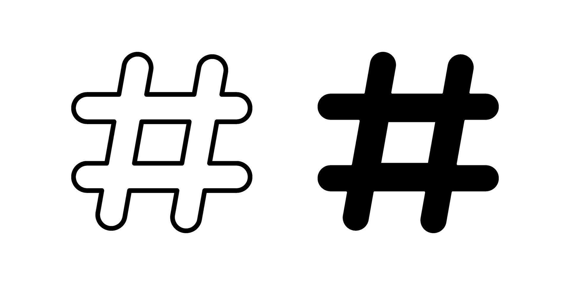 Hastag icon set. Symbol isolated white background. illustration. color editable. vector