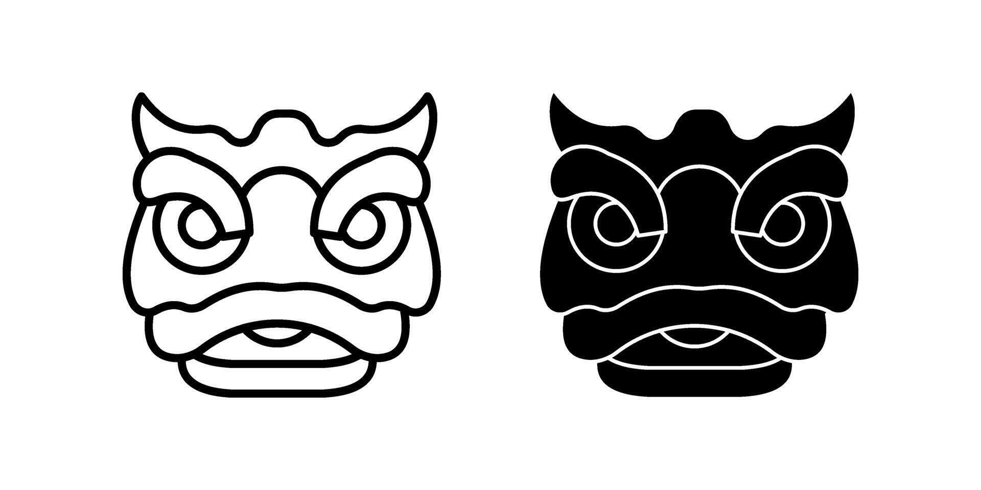 lion dance Icon set. Symbol isolated white background. illustration. color editable. vector