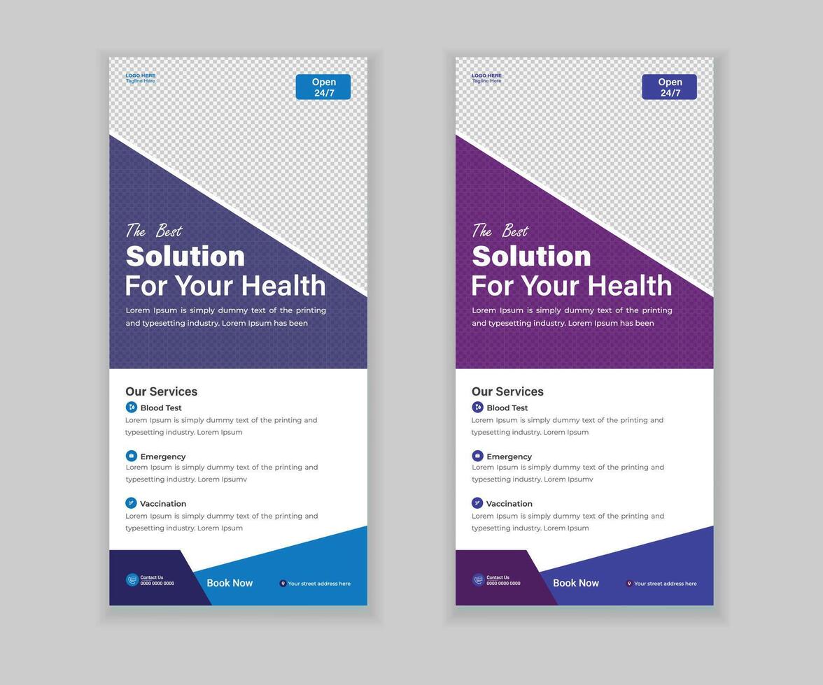 Medical Roll-Up Or Dl Flyer Design Template For Your Hospital vector