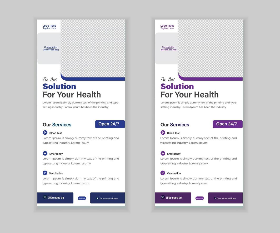 Medical Roll-Up Or Dl Flyer Design Template With Geometric Shapes vector