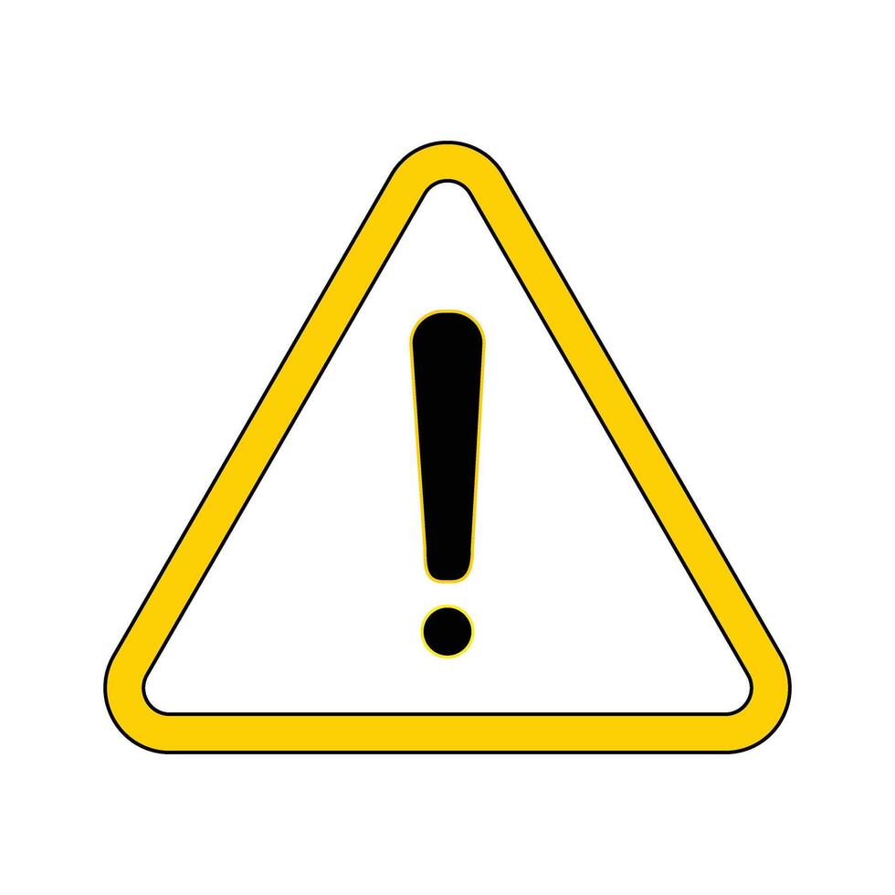 a yellow warning sign with an exclamation mark vector
