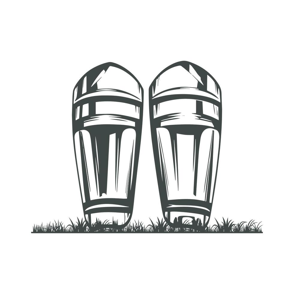 two soccer leg guards on grass with a white background vector