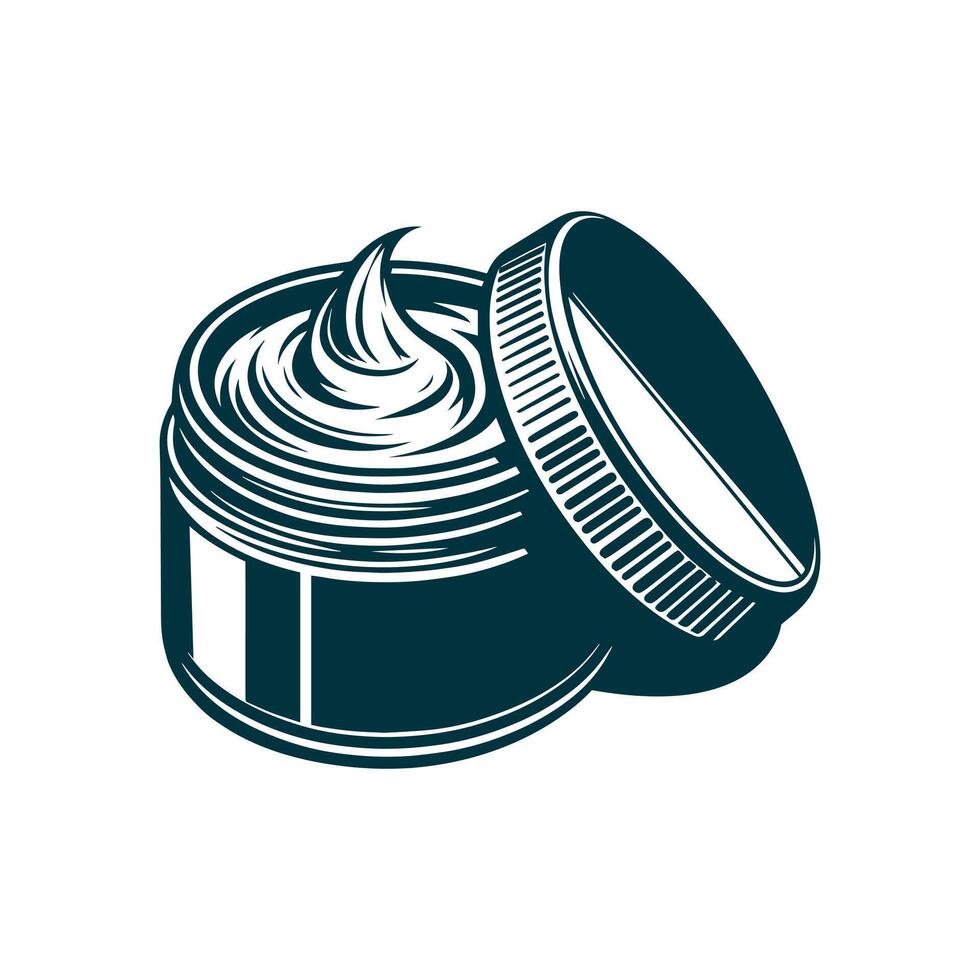 a jar of cream with a lid on it vector