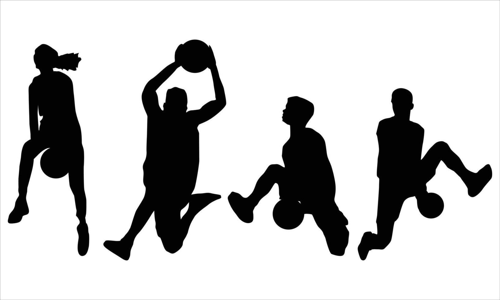 set of Basketball players silhouettes, Basketball silhouettes on a white background vector